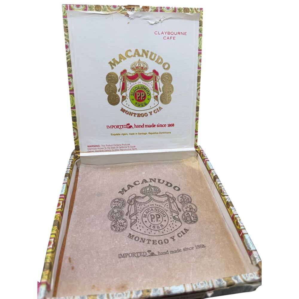 🚬 Macanudo Claybourne Cafe 25 Cigar Box Montego Y Cia Vintage Storage Decor - Picture 5 of 5